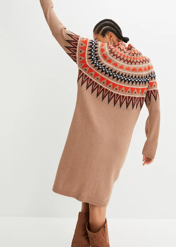 Gebreide jurk met Noors patroon, BODYFLIRT boutique
