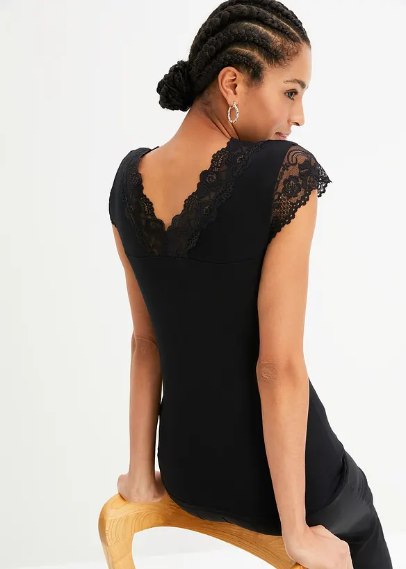 Kanten shirt in een viscosemix, bonprix