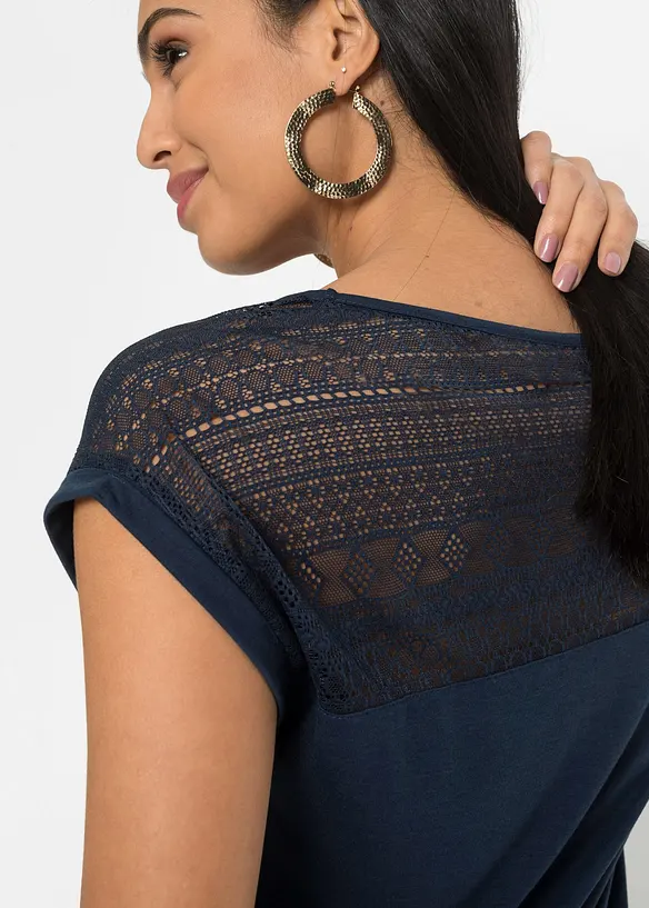 Shirt met kant in een viscosemix, bonprix