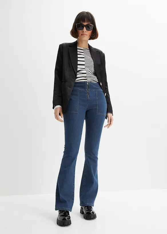 Flared jeans met ritsdetail, RAINBOW