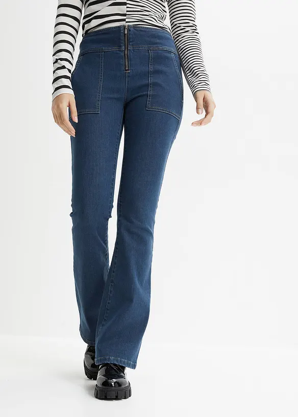Flared jeans met ritsdetail, RAINBOW