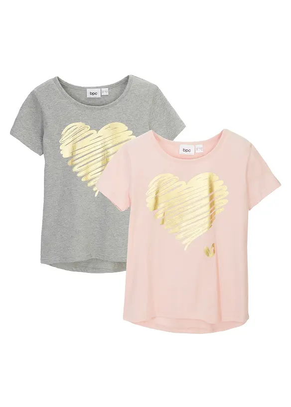 Meisjes T-shirt (set van 2) met katoen, bonprix