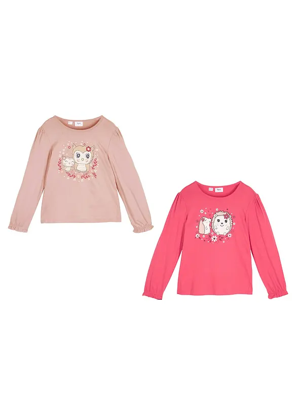Meisjes longsleeve (set van 2), bonprix