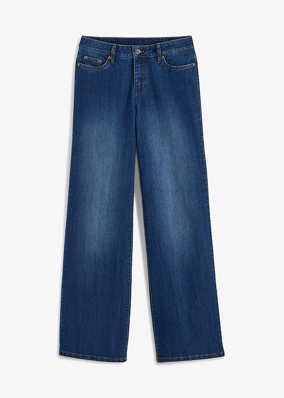 Wide leg jeans mid waist, stretch, bonprix