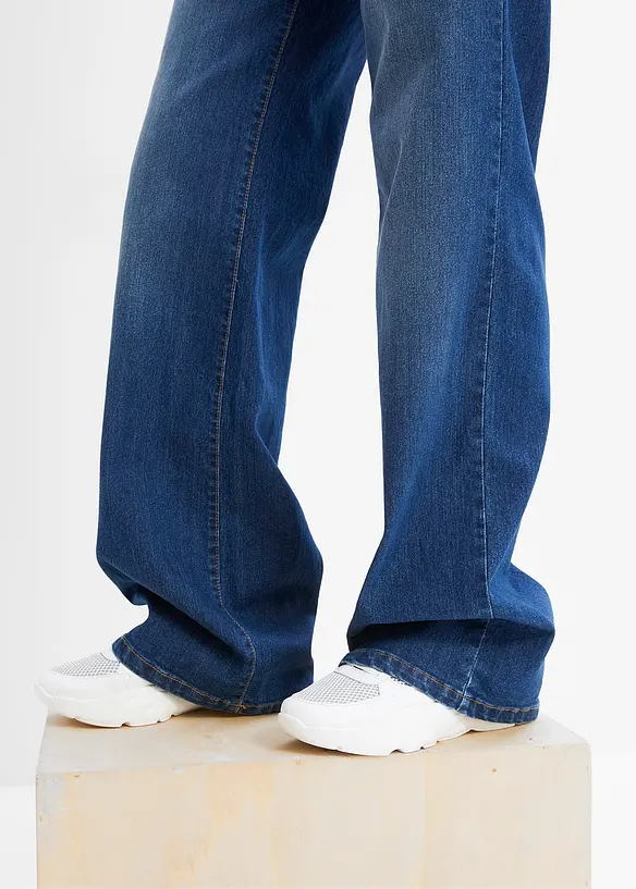 Wide leg jeans mid waist, stretch, bonprix