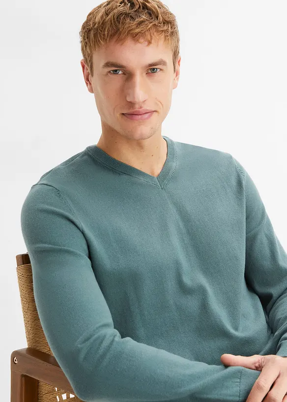 Fijn gebreide trui met V-hals, bonprix
