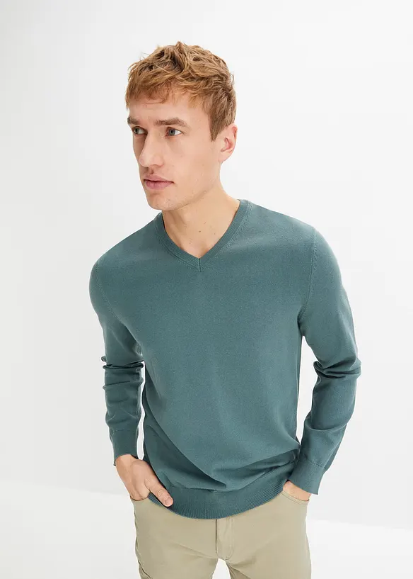 Fijn gebreide trui met V-hals, bonprix