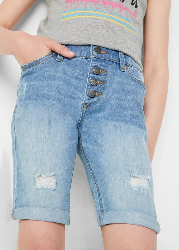 Meisjes stretch jeans short, mid waist, bonprix