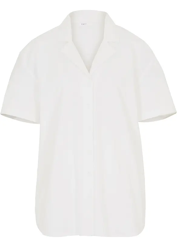 Luchtige oversized blouse van linnenmix, korte mouw, bonprix