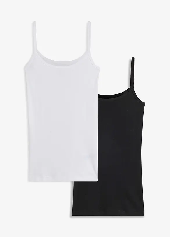 Spaghetti top van katoen (set van 2), bonprix