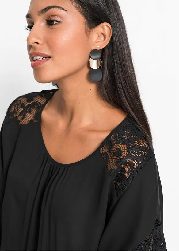 Blouse met kanten details, bonprix