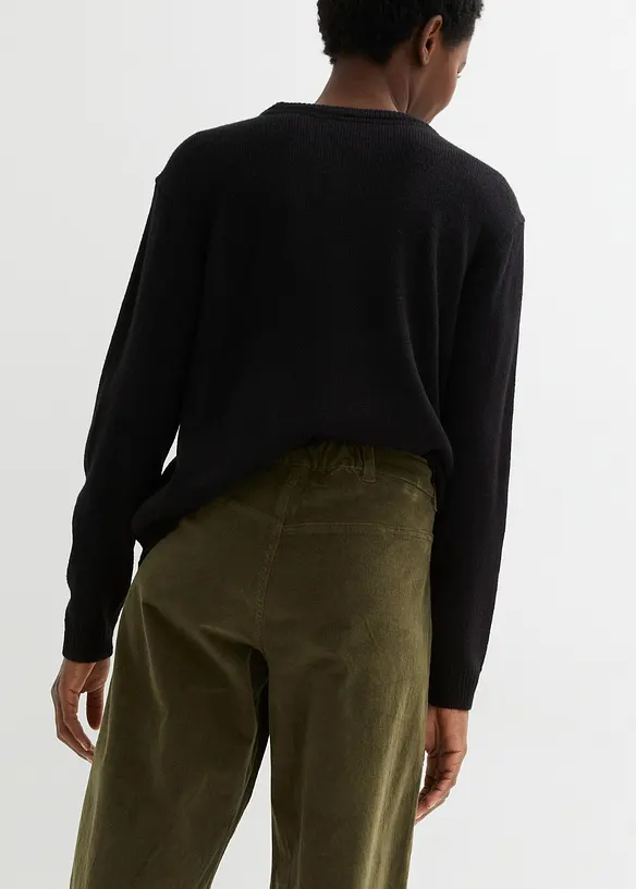 Wijde stretch corduroy culotte met high-waist comfortband, 7/8 lengte, bonprix