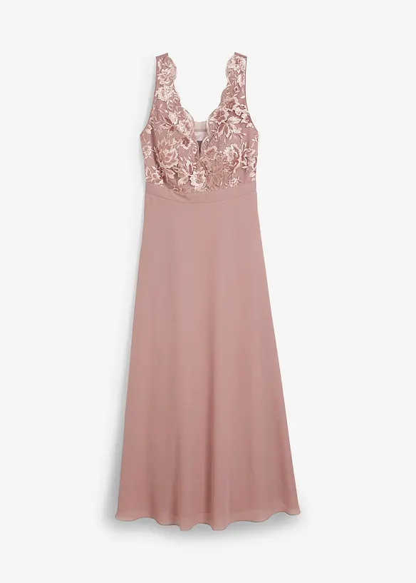 Maxi jurk met pailletten en borduursel, bonprix
