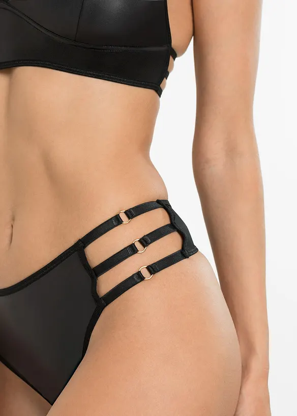 Bralette en string ouvert in wetlook (2-dlg. set), bonprix