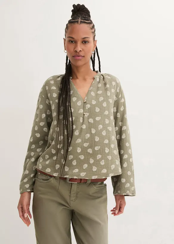 Oversized blouse van luchtige mousseline, bonprix