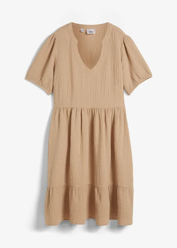 Oversized katoenen jurk van mousseline, bonprix