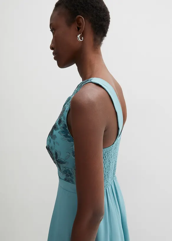 Maxi jurk met pailletten en borduursel, bonprix