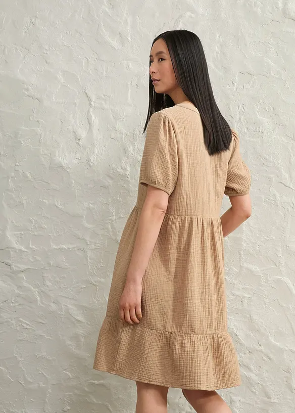 Oversized katoenen jurk van mousseline, bonprix