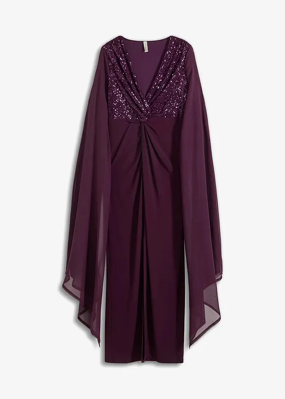Galajurk met pailletten en chiffon mouwen, bonprix