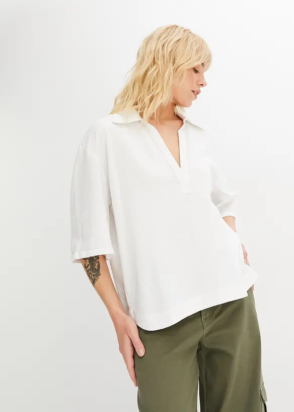 Blouse in een soepele linnen-viscosemix, bonprix