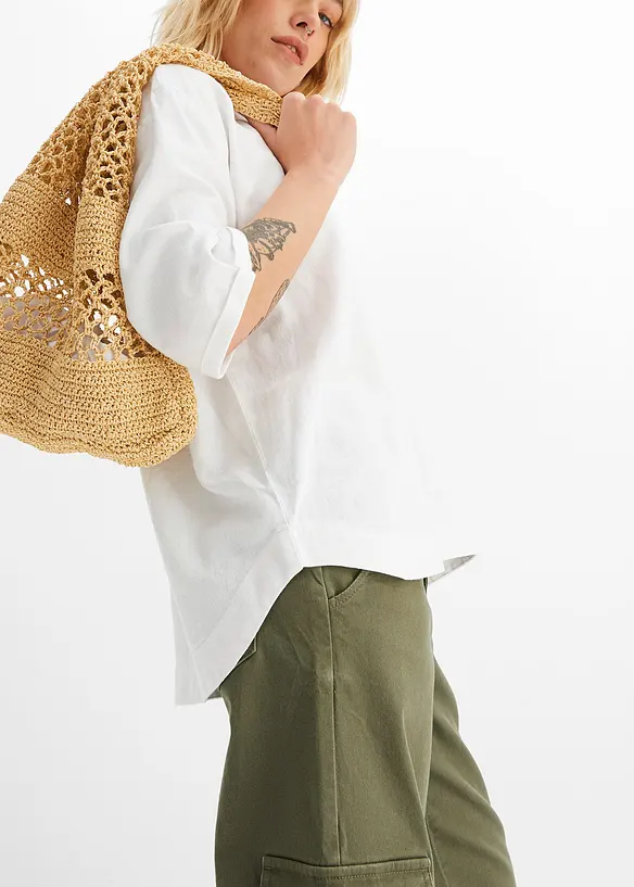 Blouse in een soepele linnen-viscosemix, bonprix