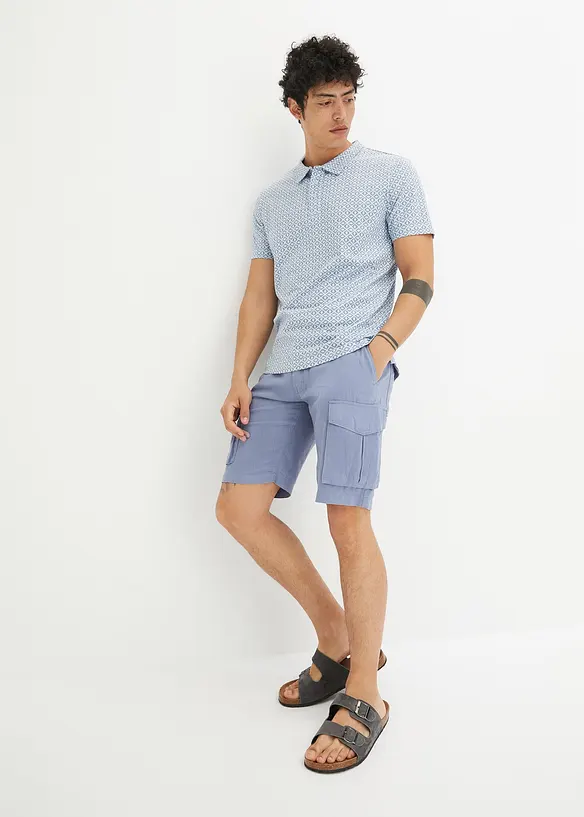 Cargo bermuda met linnen en riem, regular fit, bonprix