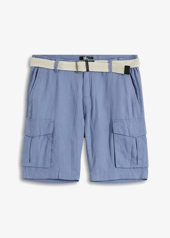 Cargo bermuda met linnen en riem, regular fit, bonprix