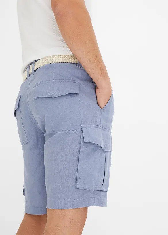 Cargo bermuda met linnen en riem, regular fit, bonprix