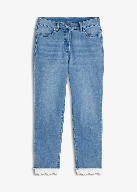 Stretch jeans met kanten boordjes, bonprix