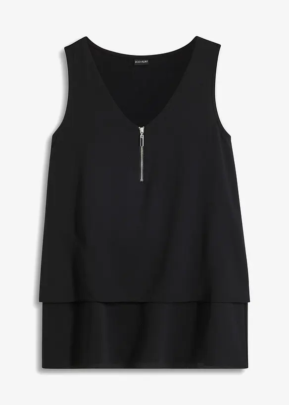 Top met rits in een viscosemix, bonprix