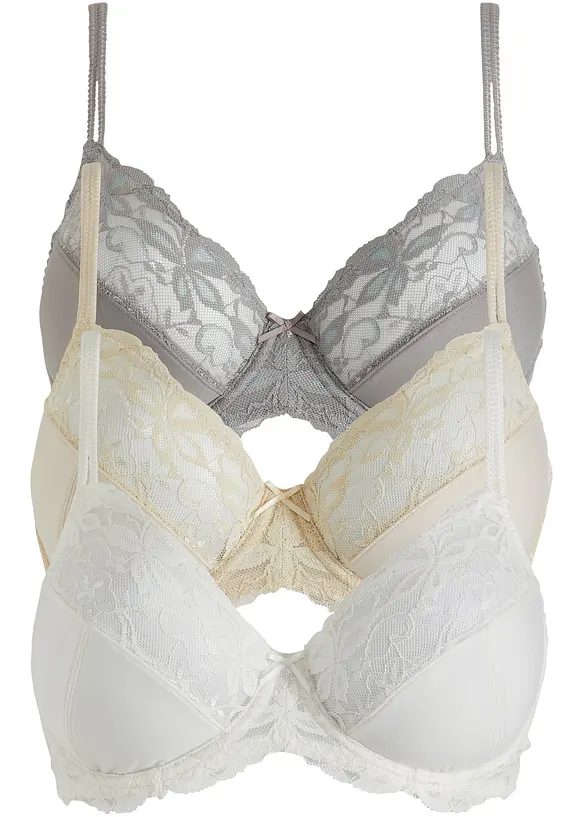 Beugel bh met delicaat kant (set van 3), bonprix