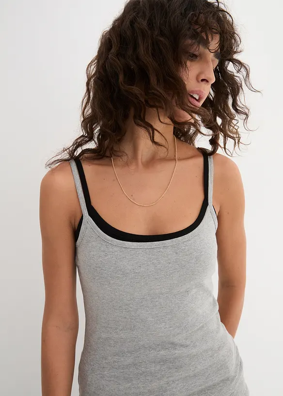 Spaghetti top van katoen (set van 3), bonprix