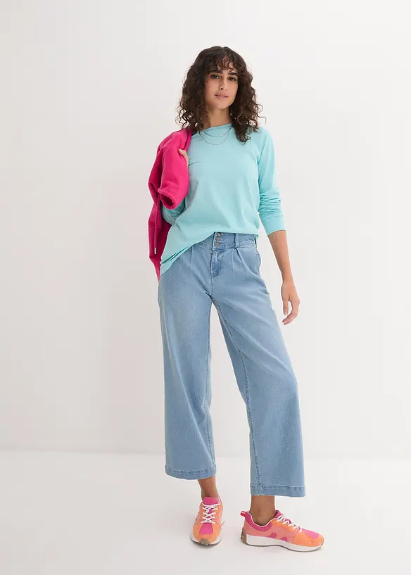 Longshirt met ronde hals, lange mouwen (set van 5), bonprix