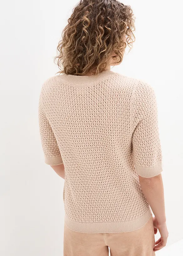 Gebreid shirt, halflange mouw, bonprix