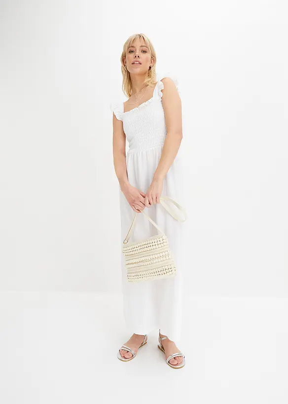 Midi jersey jurk met smokwerk, bonprix