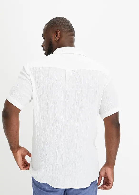 Overhemd van katoen in crinkle look met korte mouwen, bonprix