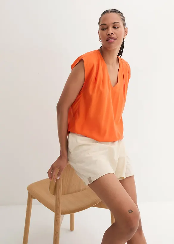Blouse met V-hals en korte mouwen, bonprix