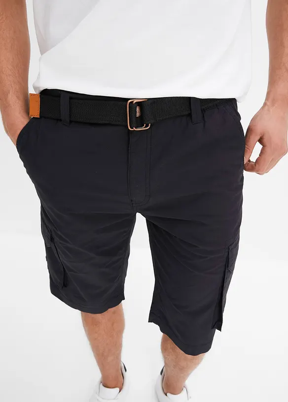 Cargo bermuda met comfortband en riem, regular fit, bonprix