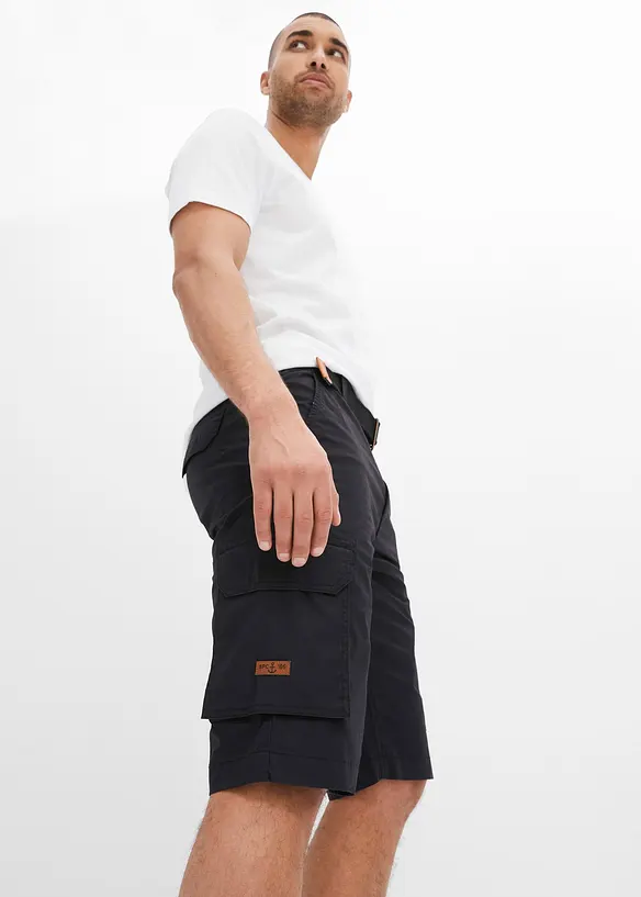 Cargo bermuda met comfortband en riem, regular fit, bonprix