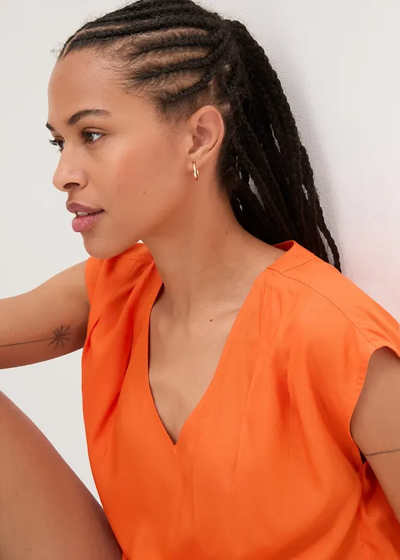 Blouse met V-hals en korte mouwen, bonprix