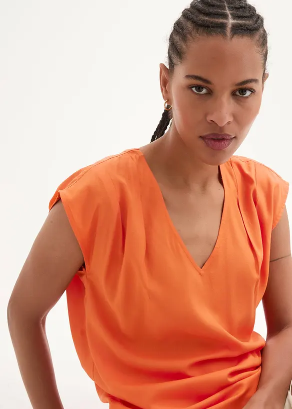 Blouse met V-hals en korte mouwen, bonprix