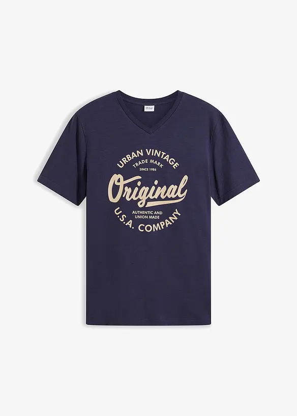 T-shirt met V-hals van biologisch katoen, bonprix