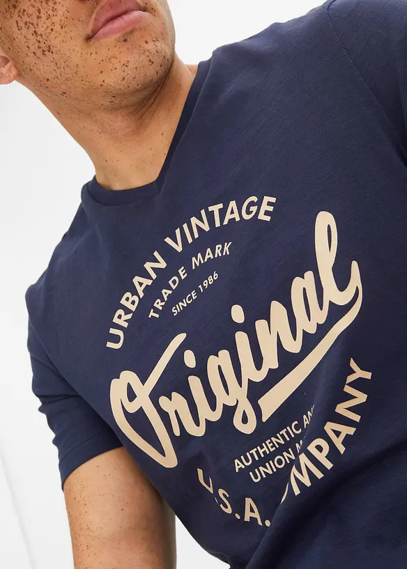 T-shirt met V-hals van biologisch katoen, bonprix
