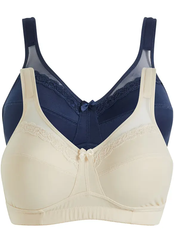 Steun bh zonder beugels met gewatteerde bandjes (set van 2), bonprix