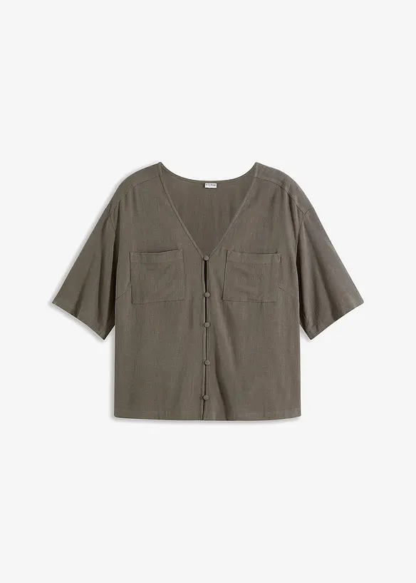 Blouse met korte mouwen in een viscose-linnenmix, bonprix