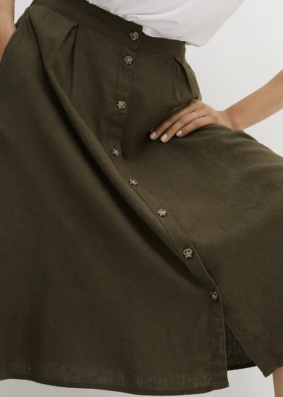 Midi rok met linnen, bonprix