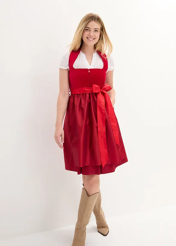 Dirndl met fluweel en schort van satijn (2-dlg. set), bonprix