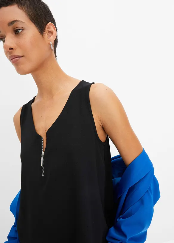 Top met rits in een viscosemix, bonprix