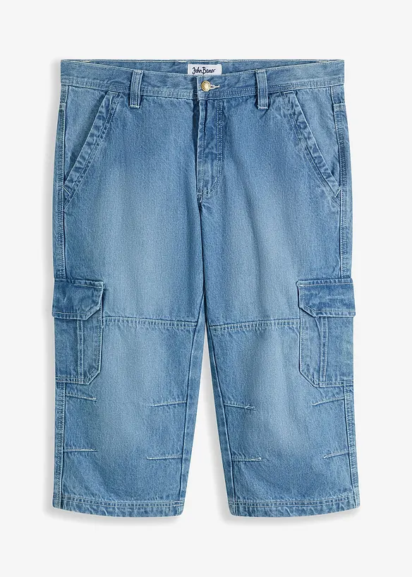 Regular fit 3/4 stretch cargo jeans, straight, bonprix