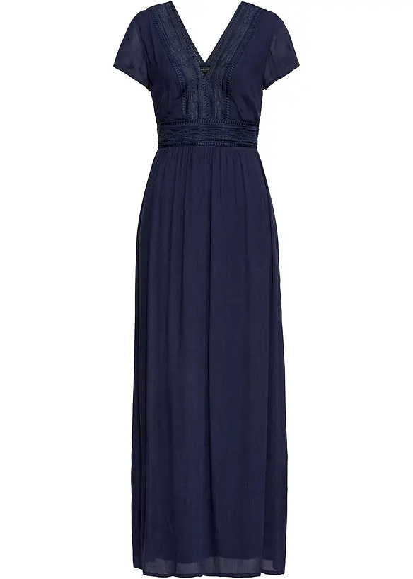 Maxi zomerjurk met kant, korte maat, bonprix